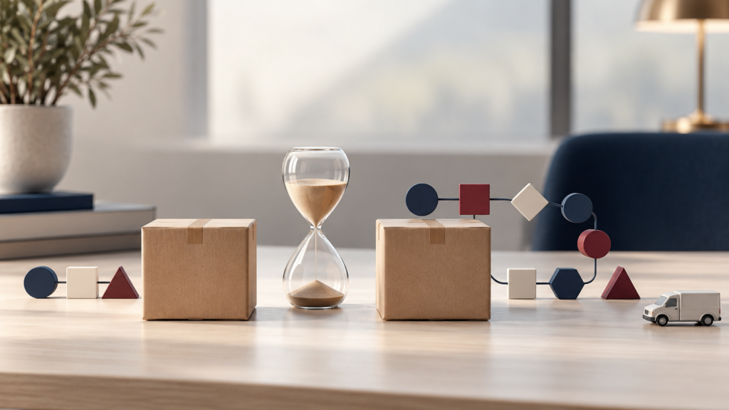 صندوقان يمثلان اختلاف تعقيد وتكلفة خدمة حسابات الشركات | Two boxes representing different B2B service complexity and cost